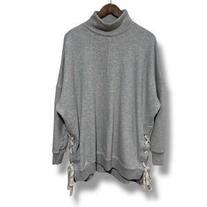 Free People Sweater Sweatshirt So Plush Pullover Lace Up Oversized Small 29 x 32